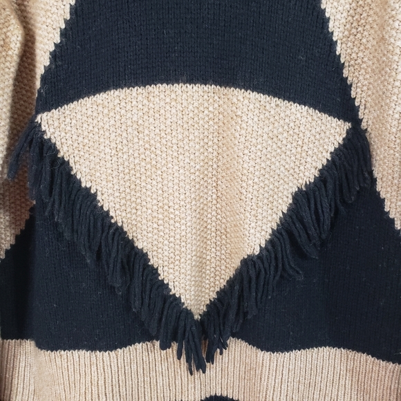 MADEWELL merino wool alpaca blend geometric fringe sweater - Picture 2 of 8